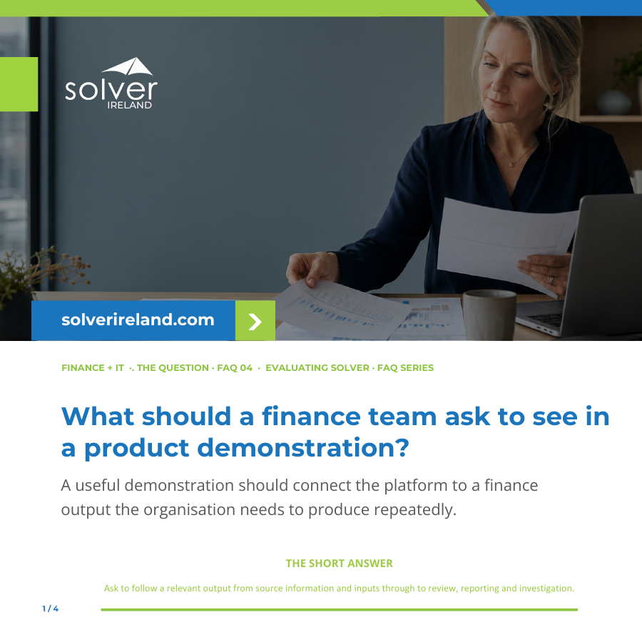 First page of What should a finance team ask to see in a product demonstration